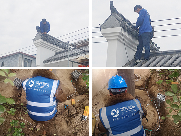 山西省晉城市南陽村村莊燈光亮化工程施工現(xiàn)場(chǎng)